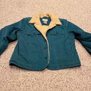 LL Bean Corduroy Sherpa Lined Jacket Sz M Petite Barn Chore Coat Outdoor